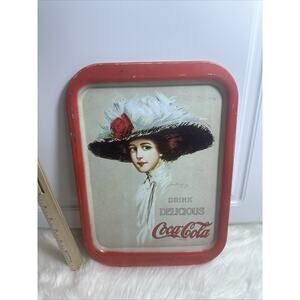 1971 Vintage Coca Cola Metal Serving Tray With 1909 Hamilton King Coca Cola Girl